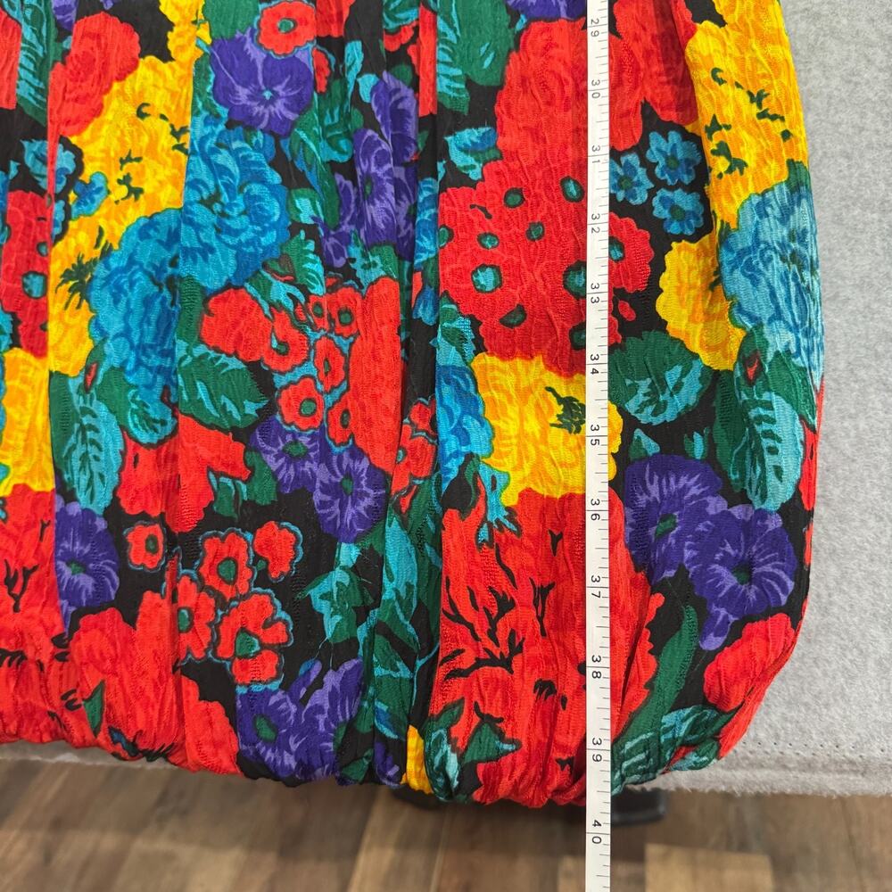 VTG Richard Warren 100% Silk Floral Dress Sz 4 Bubble Hem Bow Back 80s 90s - Picture 13 of 14